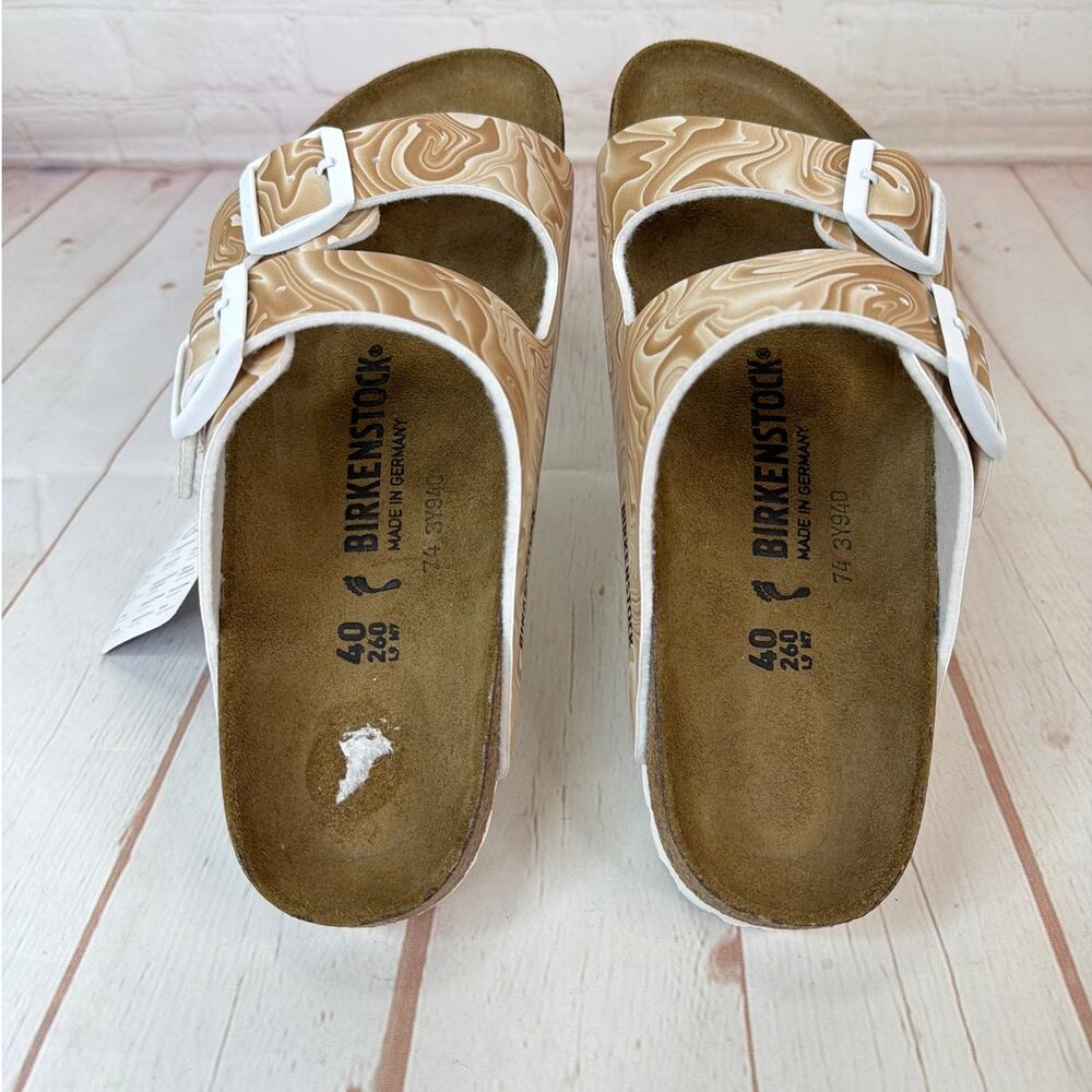Birkenstock Arizona Birko Flor Marbletwirl Beige Tan Sandals M Size 7/W Size 9 - Picture 7 of 10